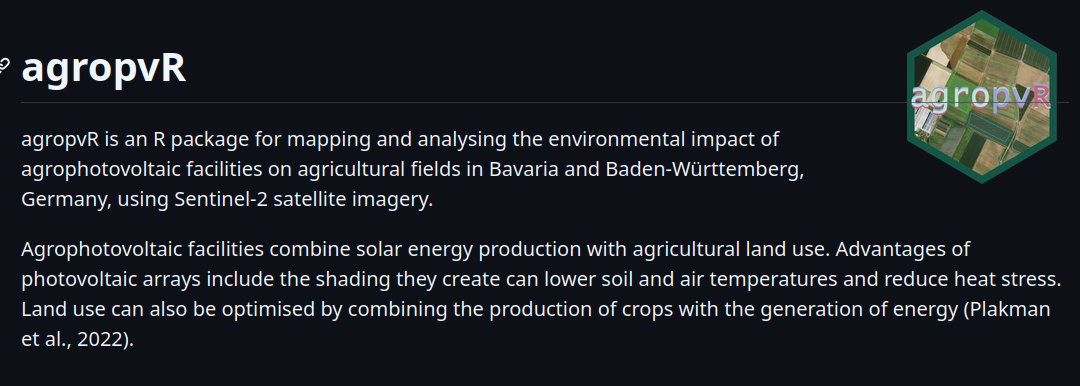 Impact of agrophotovoltaic facilities – an R package